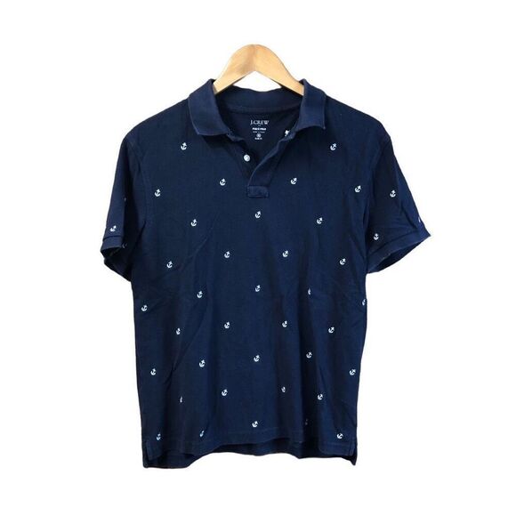 J.Crew Pique Polo Size Medium (M) Navy Anchor Slim Fit - Picture 1 of 4